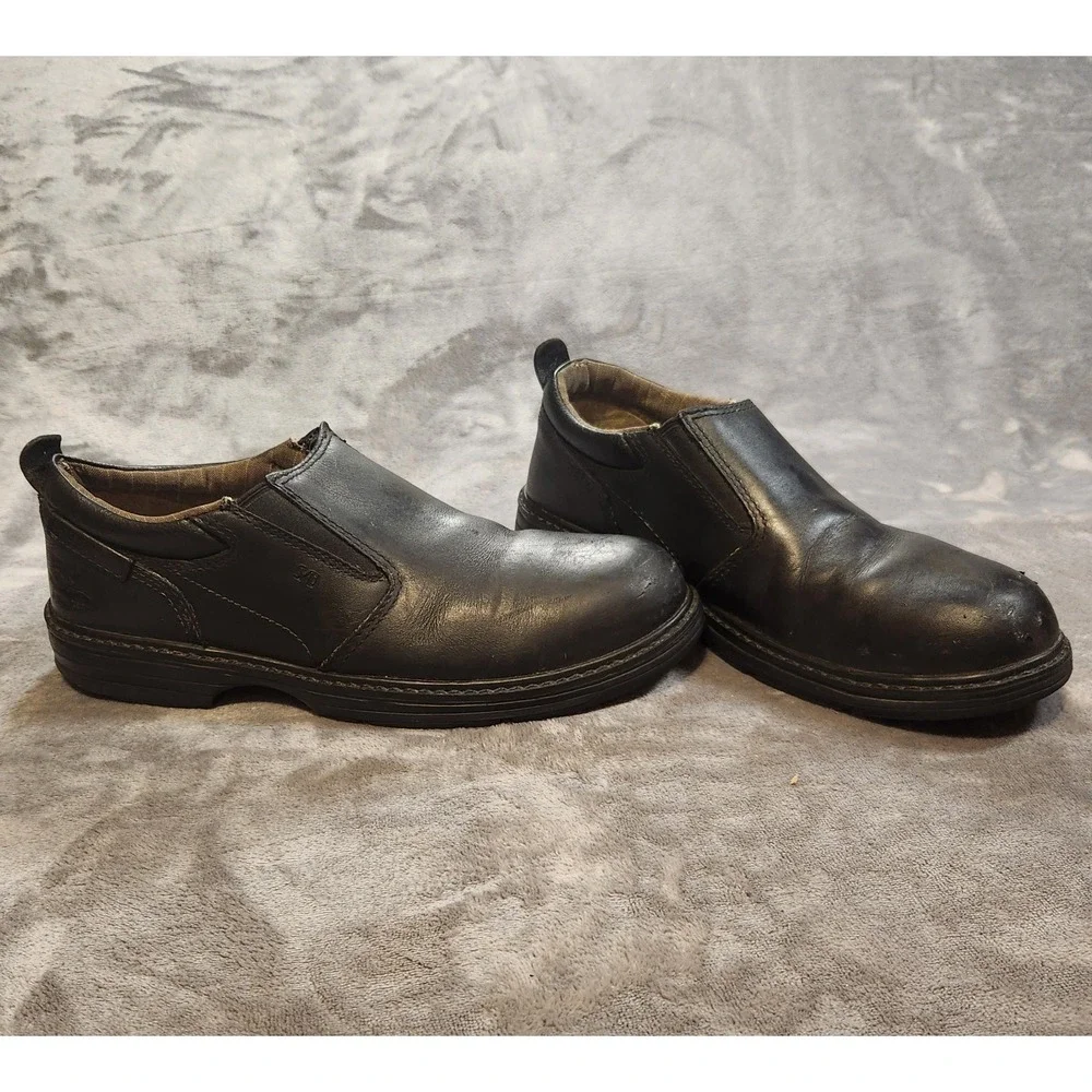 Caterpillar Shoes Mens 8.5 Wide Black Leather Conclude Slip-On Steel Toe  P90098